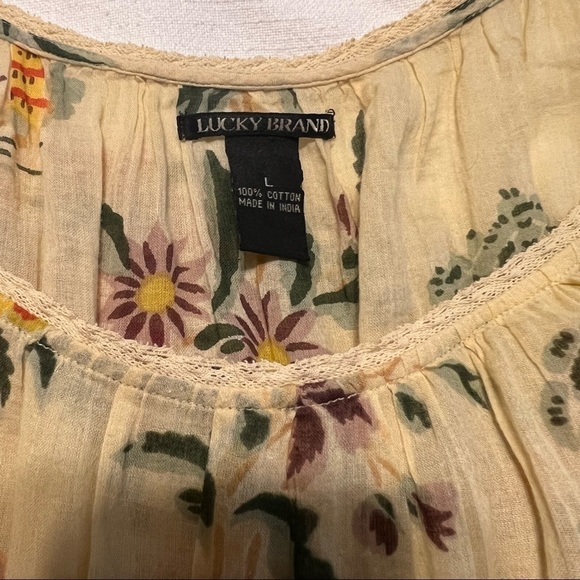 🍀LUCKY BRAND🍀 VINTAGE RAW HEM 100% COTTON TOP SIZE LARGE - Picture 4 of 6